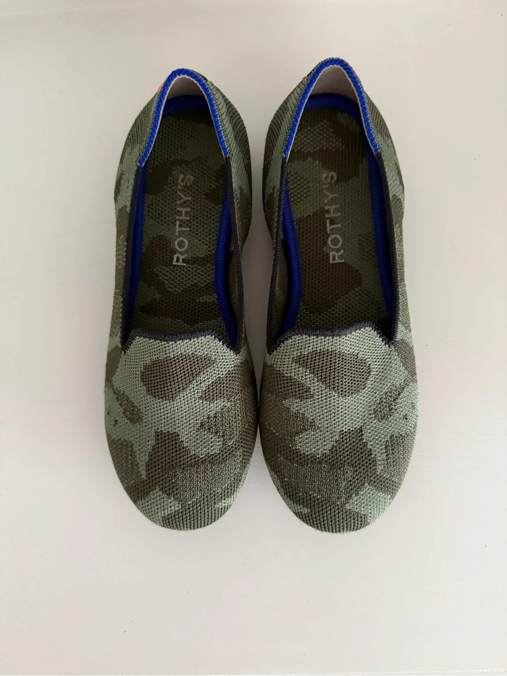Kids Rothy's Olive Green Camo Knit Slip-Ons
